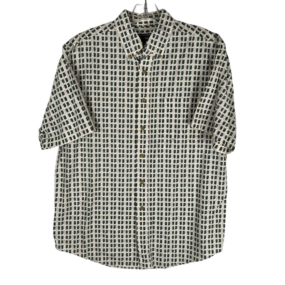 David Taylor Geometric Print Button Up Shirt Mens M Retro Grandpacore Artsy 90s